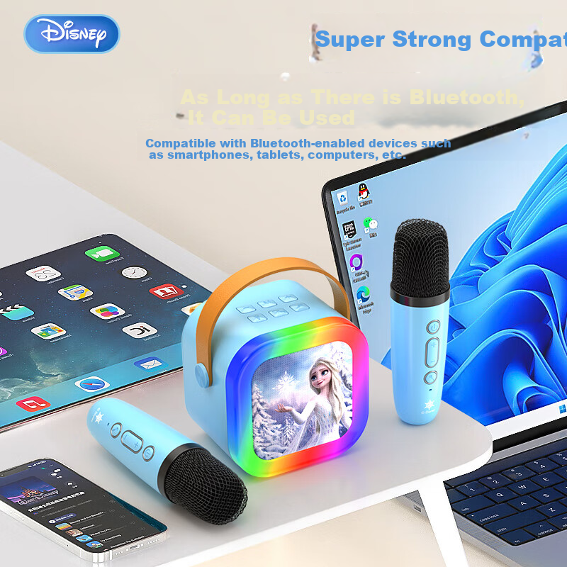 Disney Wireless Karaoke Microphone Speaker Children's Microphone Bluetooth Speak...