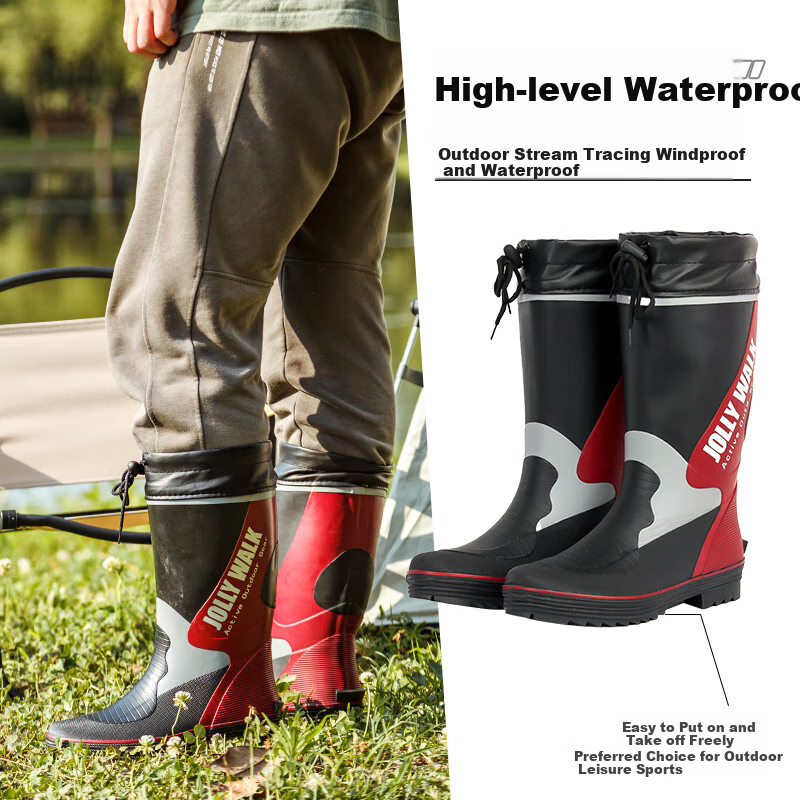 Jolly Walk Fishing Rain Shoes Waterproof Mid-tube Men's Water Shoes Car Wash Wat...