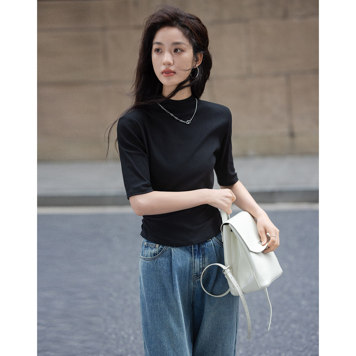 Demark basic inner wear T-shirt with high collar and slim fit short sleeves for...