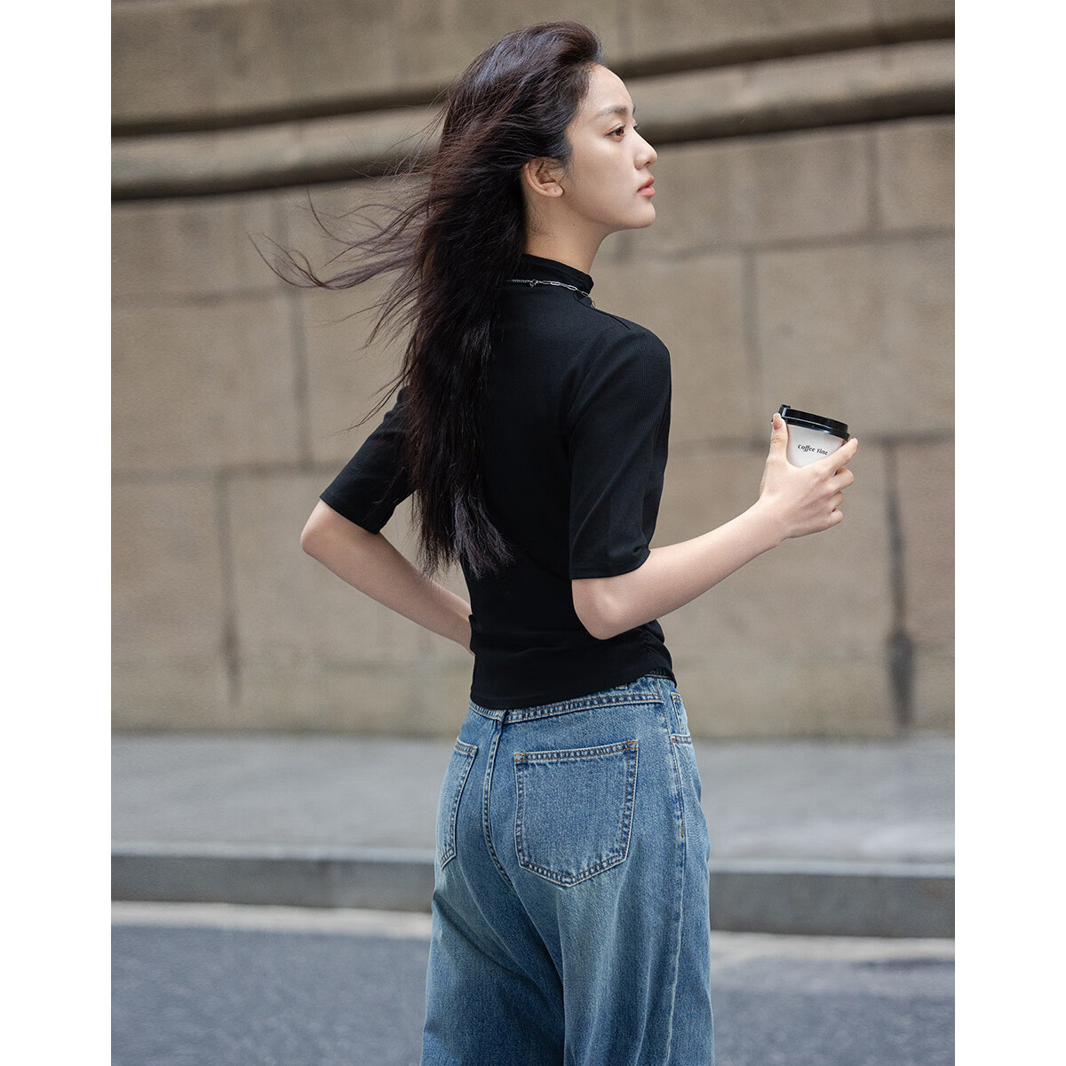 Demark basic inner wear T-shirt with high collar and slim fit short sleeves for...