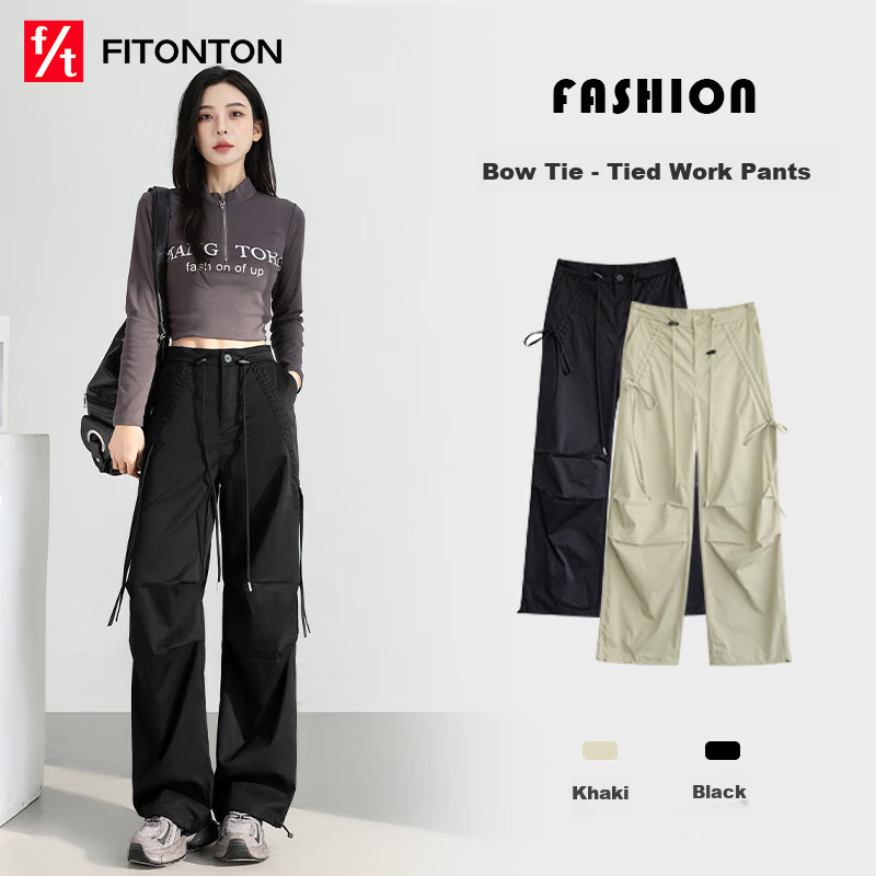 FitonTon Parachute Cargo Pants for Women, Autumn And Winter Hiking Sports Pants,...