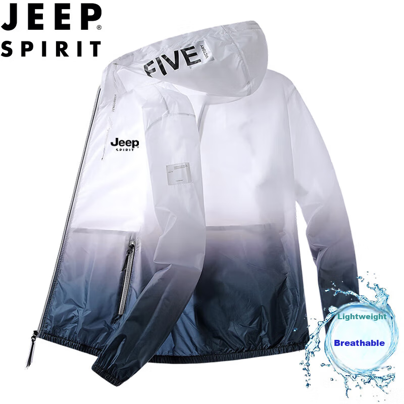 JEEP SPIRIT Men's Sun Protection Jacket, Summer Hooded Lightweight Jacket, Casua...