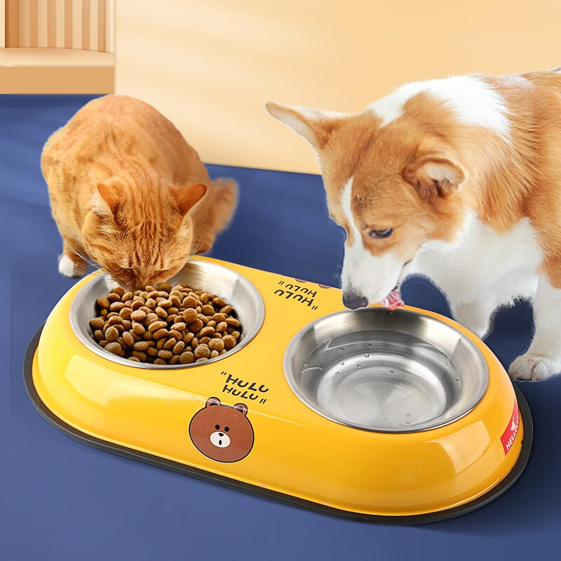 HELLOJOY Cat Bowl, Dog Bowl, Pet Double Bowl, Stainless Steel Cat Food Bowl, Ant...
