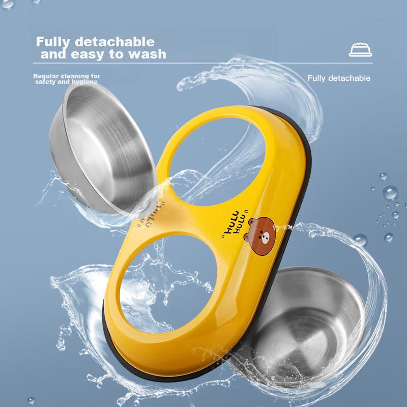 HELLOJOY Cat Bowl, Dog Bowl, Pet Double Bowl, Stainless Steel Cat Food Bowl, Ant...