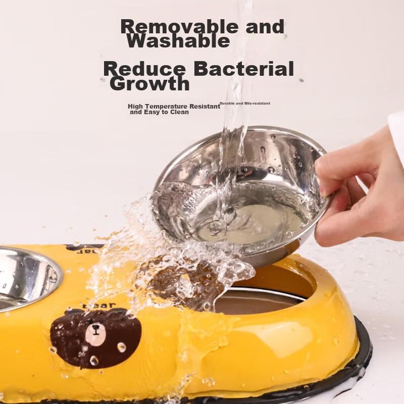 HELLOJOY Cat Bowl, Dog Bowl, Pet Double Bowl, Stainless Steel Cat Food Bowl, Ant...