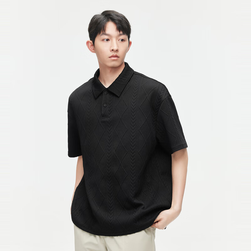 GXG Men's Texture Jacquard Polo Shirt Men's Turn-down Collar Short Sleeve 24 Sum...