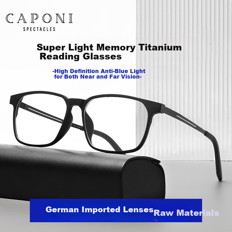 CAPONI German Imported Dual-use Progressive Reading Glasses for Men and Women, U...