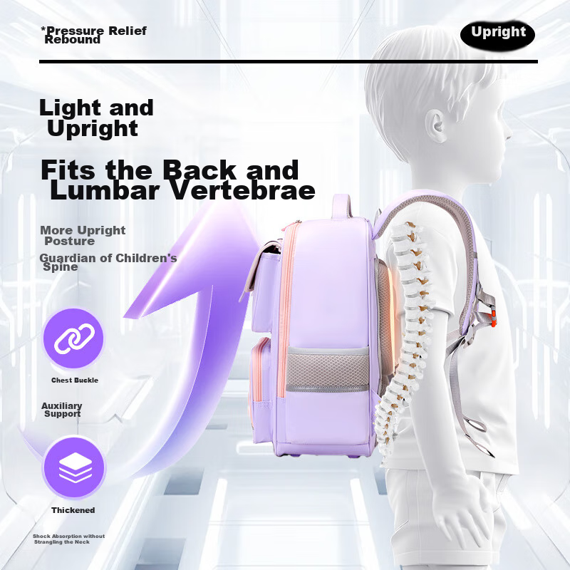 COOLBABY Schoolbag for Primary School Students, Spine Protection And Pressure Re...