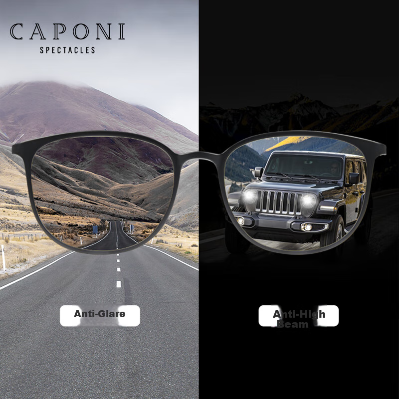 CAPONI Ultra-Light Pure Titanium Photochromic Sunglasses for Men And Women, Pola...