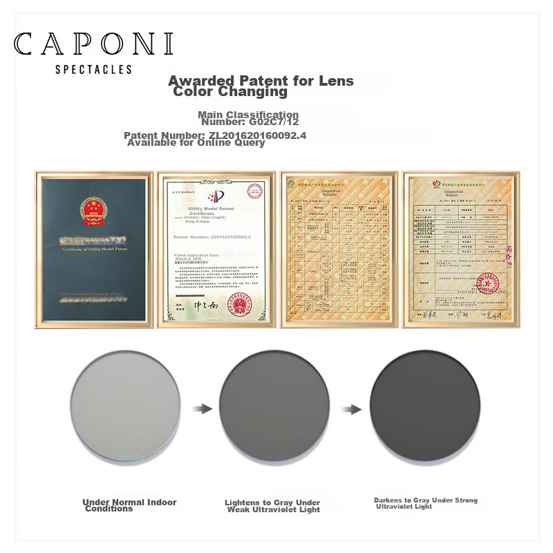 CAPONI Ultra-Light Pure Titanium Photochromic Sunglasses for Men And Women, Pola...