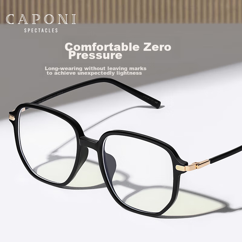 CAPONI Women's Myopia Glasses with Anti-Blue Light Radiation, Black Frame, Photo...