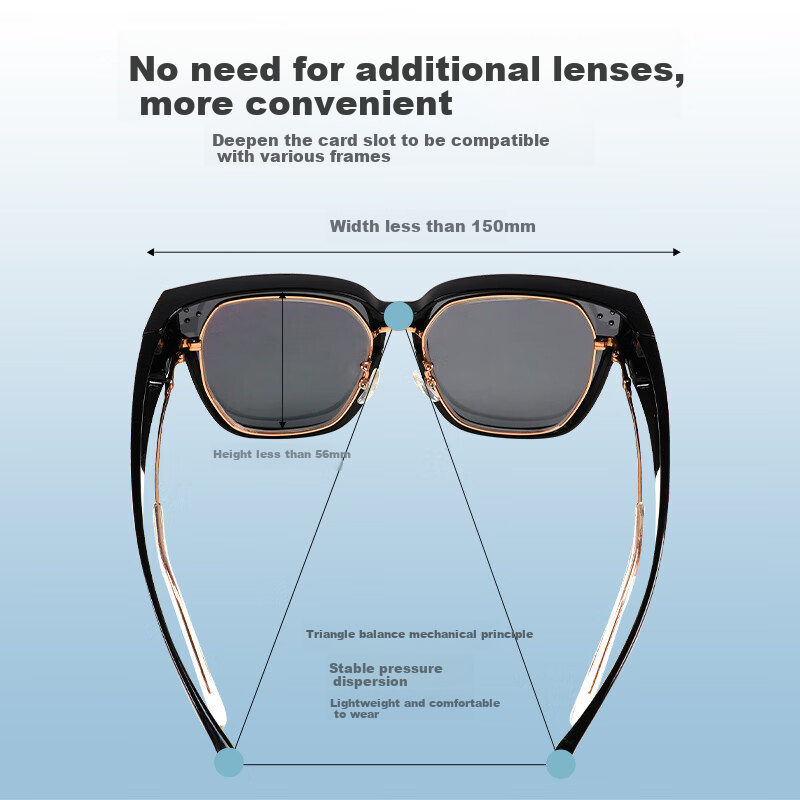 Angelamiao Myopia Sunglasses Clip-on Sunscreen Polarized Glasses Large Frame Uni...