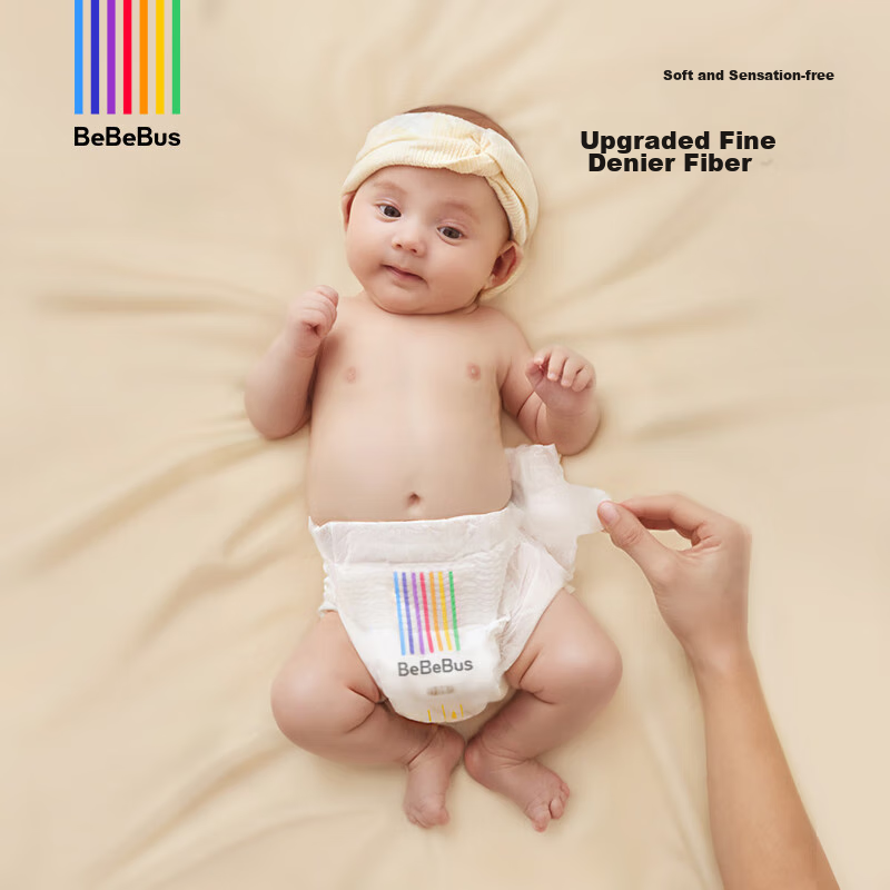 Bebebus Ultra-Thin Breathable Diapers, NB Size, 54 Pieces, Hip Protection, Dispo...