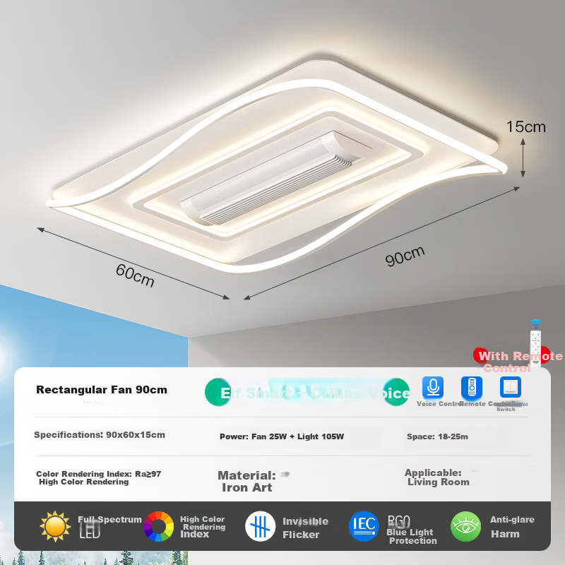 ARROW Full Spectrum Eye-Caring Light Ceiling Fan Light Invisible Ceiling Fan Lig...