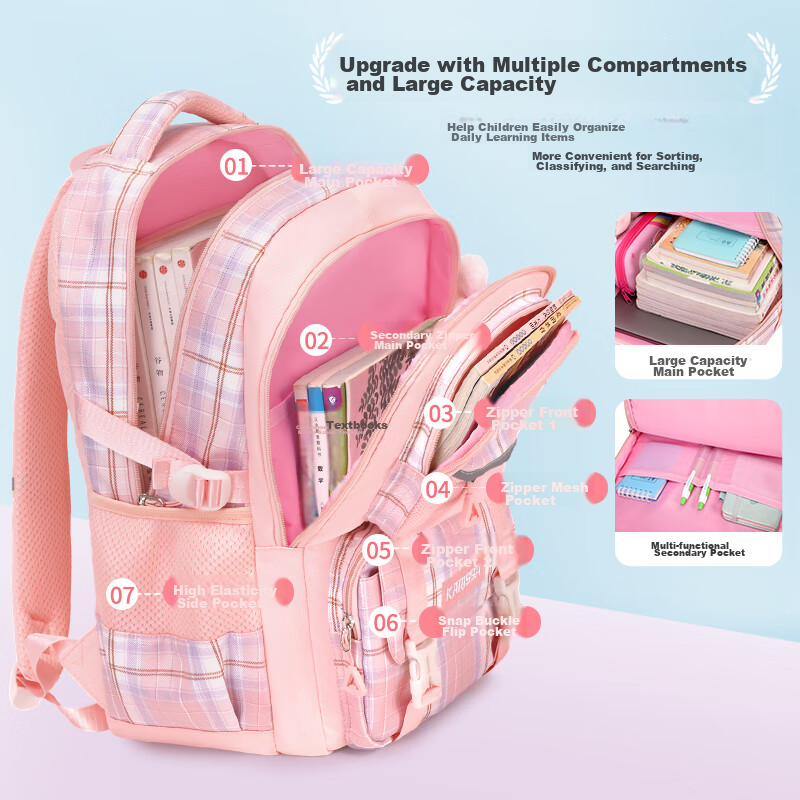 COOLBABY Backpack for Elementary School Students, Adorable Girls' Spine-Protecti...