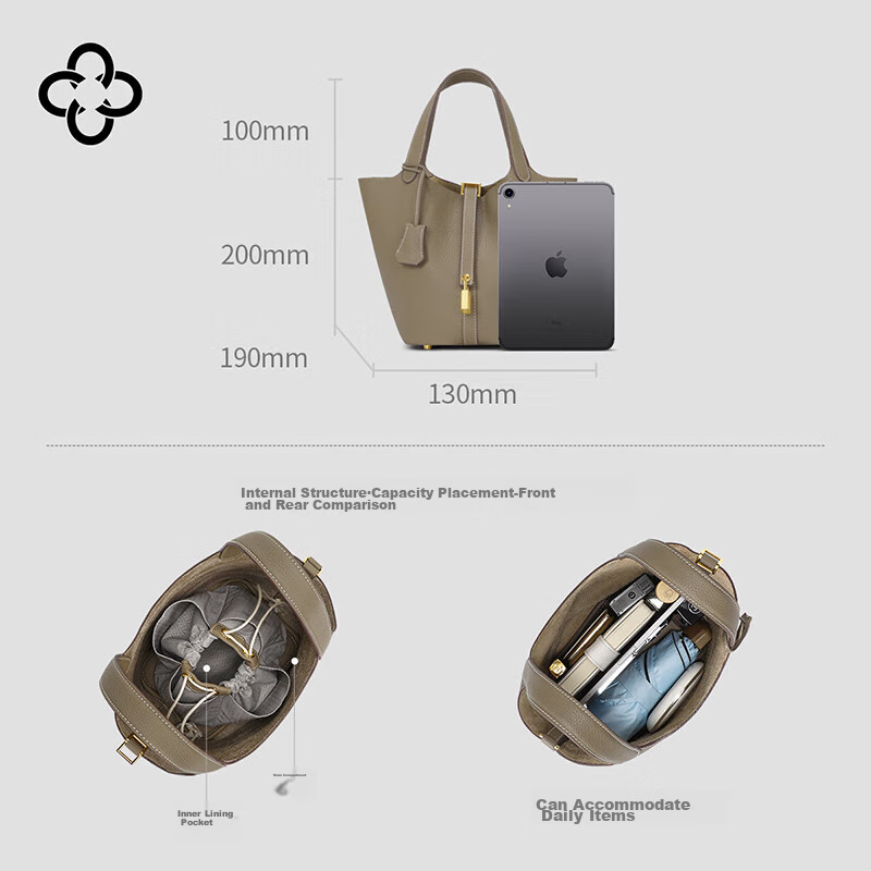 CASSILE Women's Handbag, Luxury Tote Bag, Large Capacity Bucket Bag, Practical B...