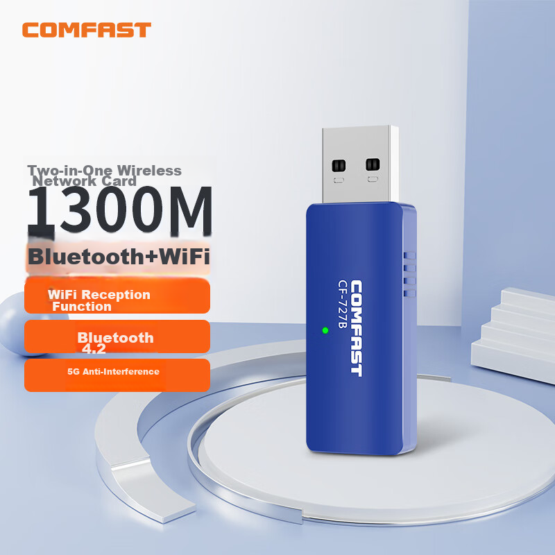 COMFAST CF-727B Dual-Band 1300Mbps USB Wireless Network Adapter, Desktop Compute...