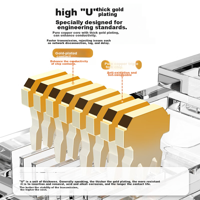 CNCOB Cat5e Network Crystal Head, Enhanced Gold-Plated RJ45 Ethernet Connector,...