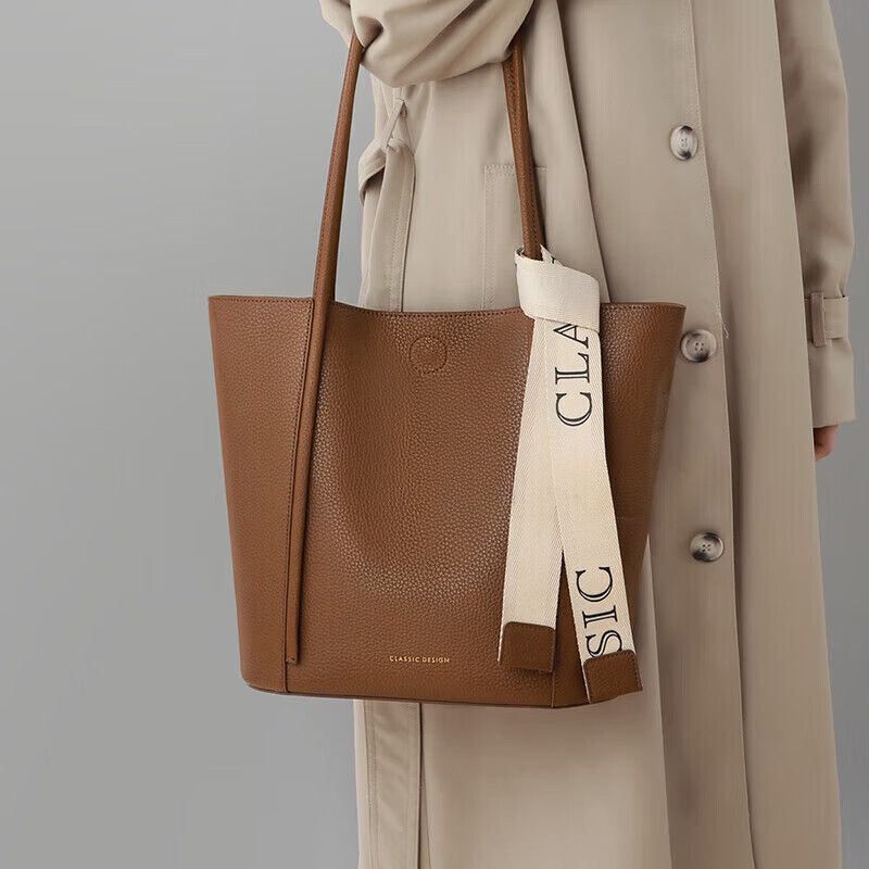 Viney Leather Handbag, Women's Large Capacity Tote Bag, Light Luxury Shoulder Ba...