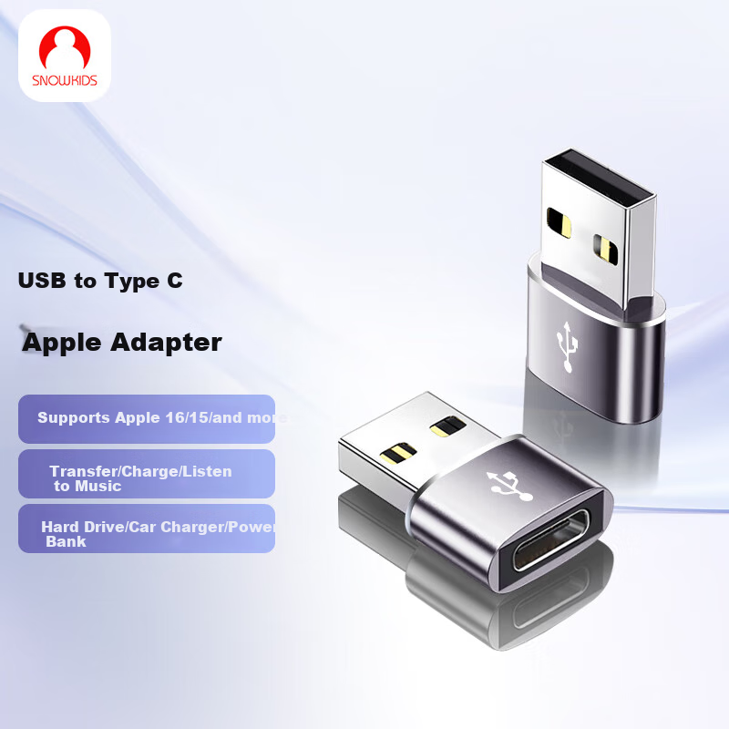Snowkids USB to Type-C Adapter, Computer USB Male to USB-C Female Interface, Cha...