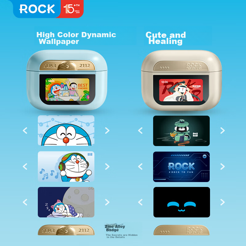 ROCK Doraemon Touchscreen Bluetooth Earphones, In-Ear Soft Tips, Active Noise Ca...