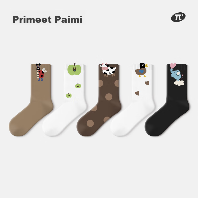 PRIMEET Women's Socks, Spring Style, Breathable And Antibacterial, Mid-Calf Sock...