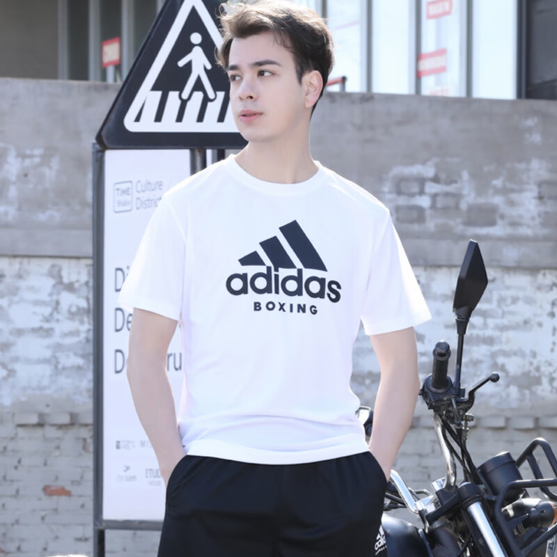 Adidas Men's Breathable Comfortable Round Neck Casual Sports Short Sleeve T-shir...