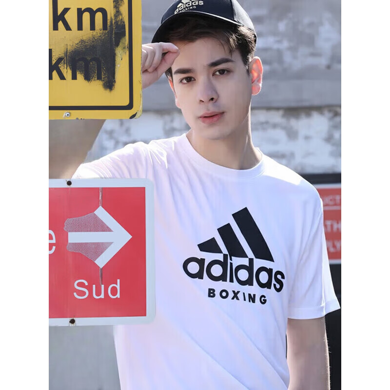 Adidas Men's Breathable Comfortable Round Neck Casual Sports Short Sleeve T-shir...