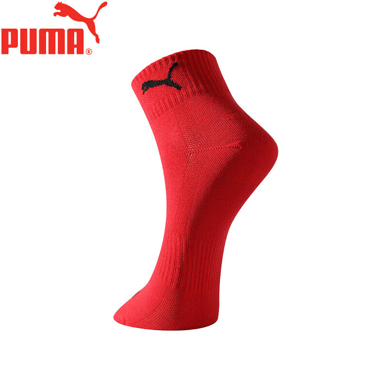 PUMA Women's Mid-Calf Socks 3-Pack in Festive Red, Red, One Size (35/38)