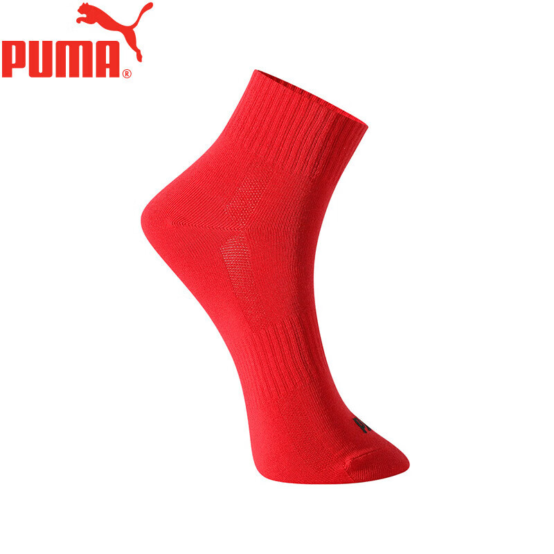 PUMA Women's Mid-Calf Socks 3-Pack in Festive Red, Red, One Size (35/38)