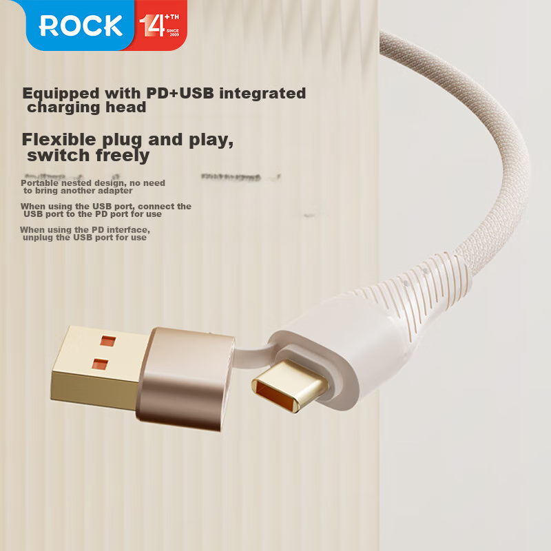 ROCK Apple 16/15 Charging Cable, Three-In Data Cable, One-To Type-C, Full Compli...