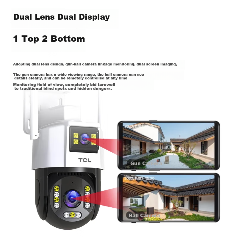 TCL 4G Lifetime Free Data Monitoring Camera Home Surveillance 360 Degree Full Co...