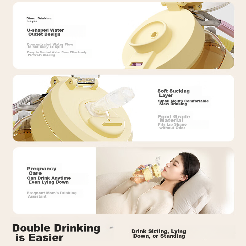 Taoqibaby Maternity Straw Cup, PPSU Water Bottle, Large Capacity for Women, Styl...
