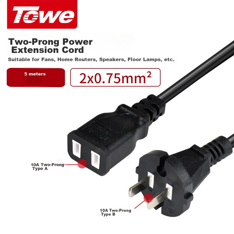 TOWE 10A2 Extension Cord with Two Plugs, Power Strip for Electric Vehicles, Air...