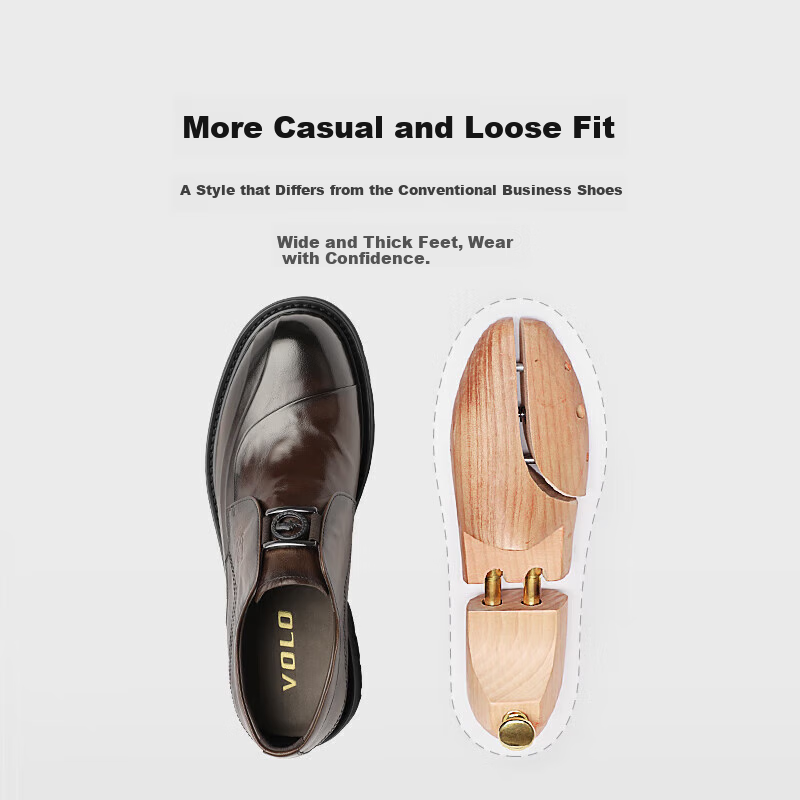 VOLO Rhino Men's Shoes Thick-soled Height-increasing Business Formal Leather Sho...