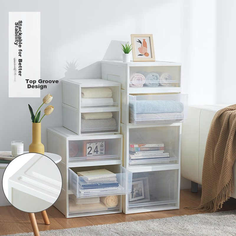 TENMA Plastic Underwear And Socks Drawer Storage Box, 12 Liters, Transparent Dra...