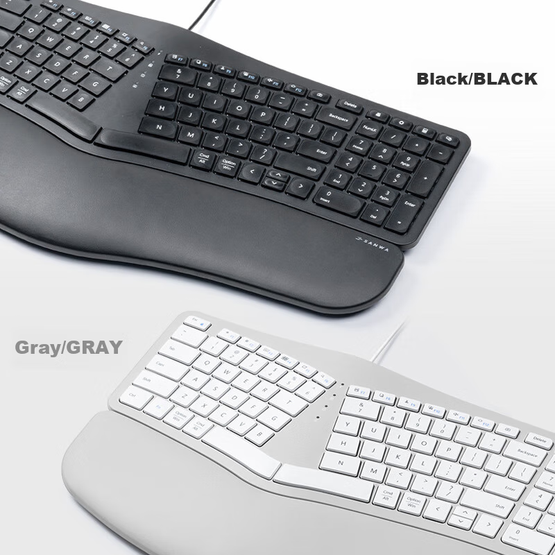 SANWA SUPPLYERG5 101-Key Wired Keyboard, Ergonomic Membrane Keyboard, 3 USB Port...