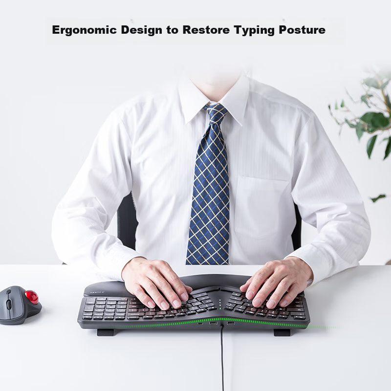 SANWA SUPPLYERG5 101-Key Wired Keyboard, Ergonomic Membrane Keyboard, 3 USB Port...