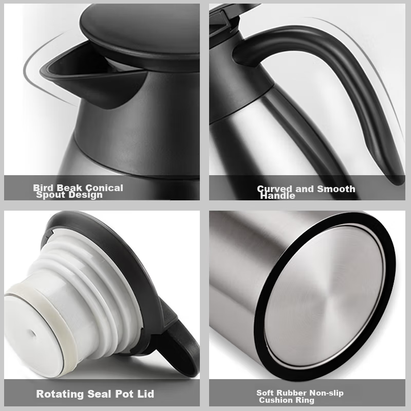 SIMELO Insulated Bottle 2L Household Thermos Flask with Soft Rubber Pad, 304 Sta...