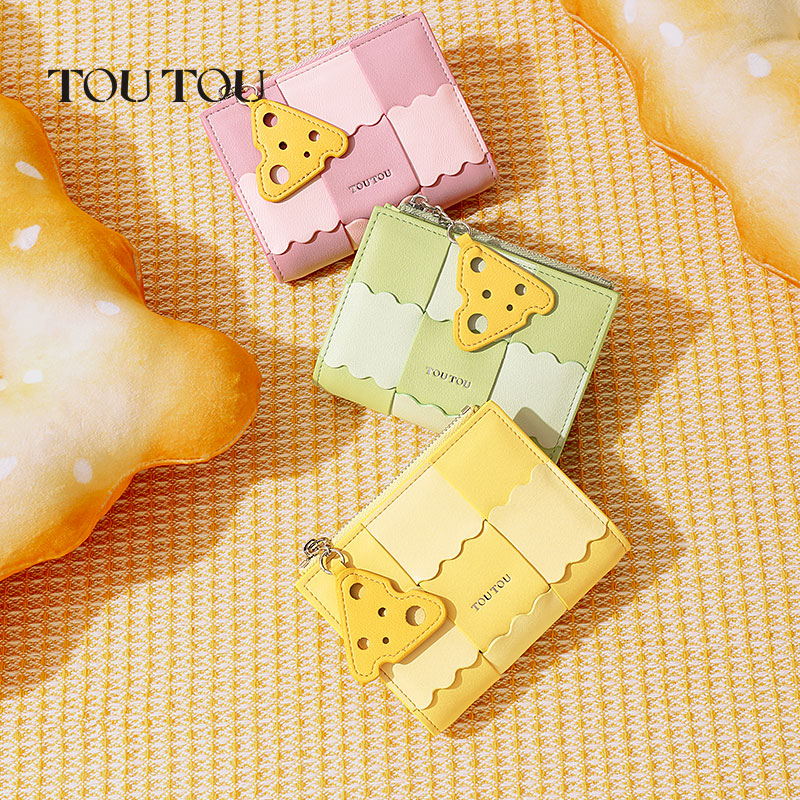 Toutou Women's Handbag, 2025 Biscuit Woven Short Wallet, Multi-Card Slots, Coin...