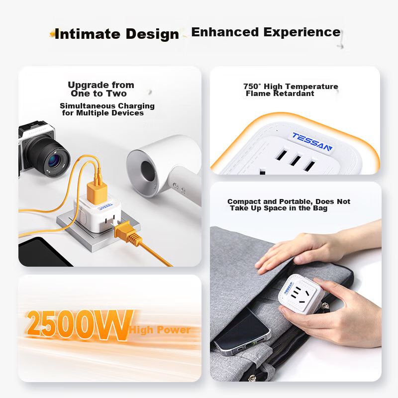 TESSAN 2-Prong UK to Hong Kong Travel Adapter / Hong Kong Converter Plug, Suitab...