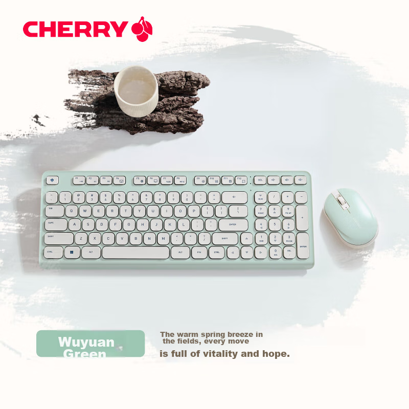 CHERRY DW2380 Wireless Keyboard and Mouse Set Upgrade Version 98-Key Low-Profile...