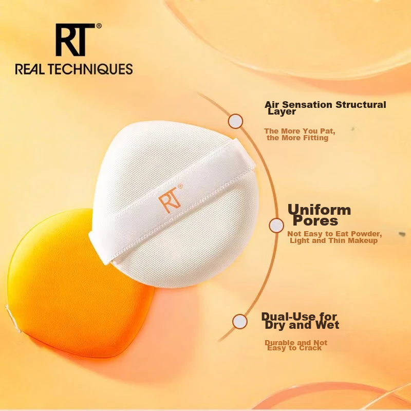 Real Techniques Makeup Sponge*2 + Powder Puff*2 Combo Set (For Both Dry And Wet...
