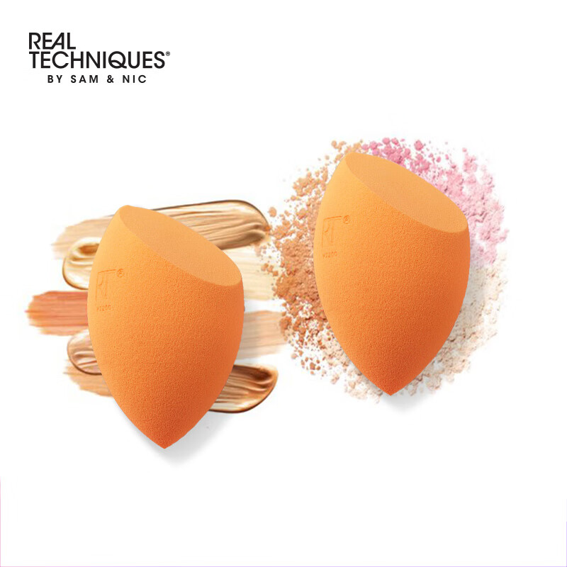 Real Techniques Makeup Sponge*2 + Powder Puff*2 Combo Set (For Both Dry And Wet...
