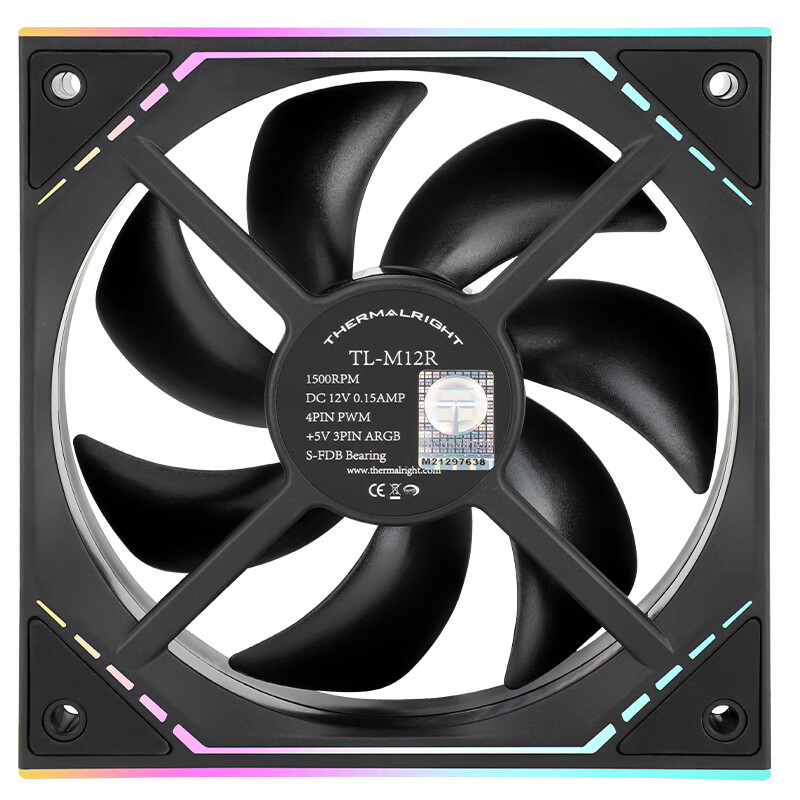 Thermalright TL-M12R 12CM Fan 1500 RPM PWM S-FDB Bearing Rainbow Infinite Mirror...