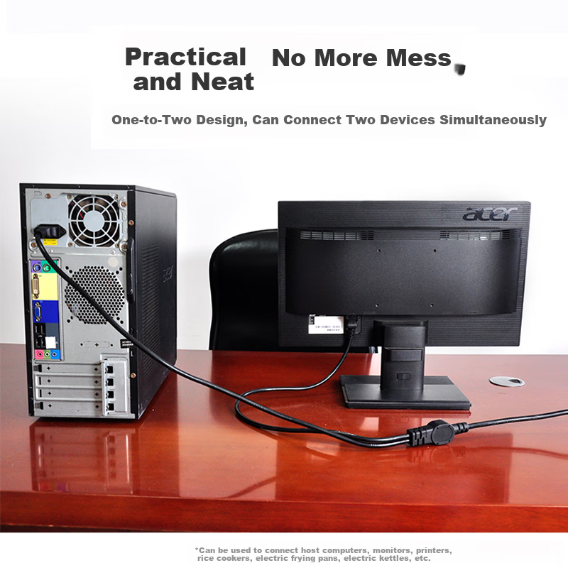 TOWE 16A to C13 Y-Splitter Power Cord for Server/Printer/Computer Case, 3-Core P...