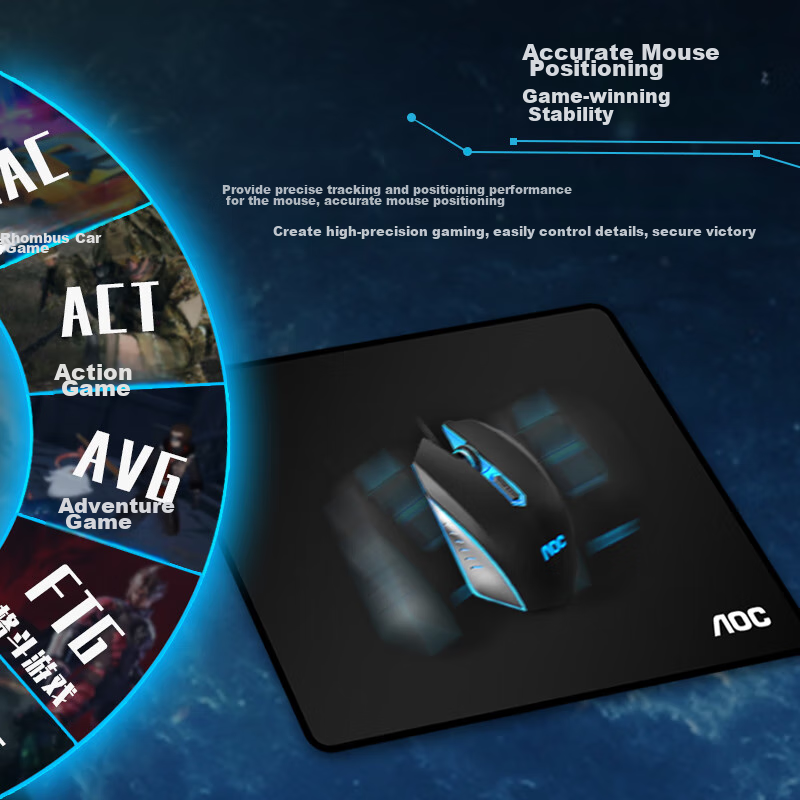 AOCM91 Gaming Mouse Pad, Small Size 270*220*3mm, Thickened with Locked Edges, Of...