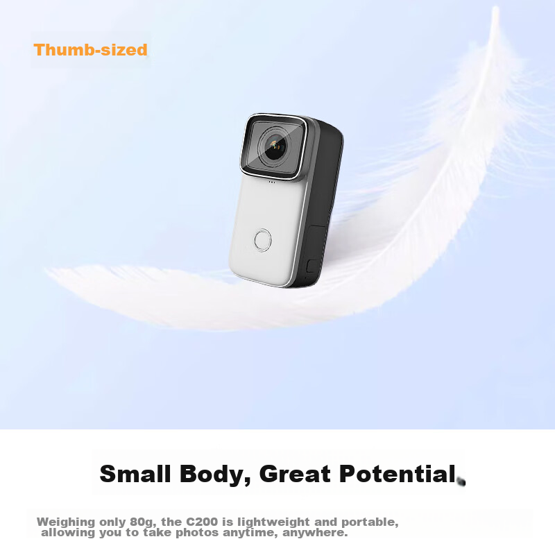 SJCAM C200 Action Camera, 360-Degree Motorcycle Dash Cam, Thumb-Sized Camera, He...