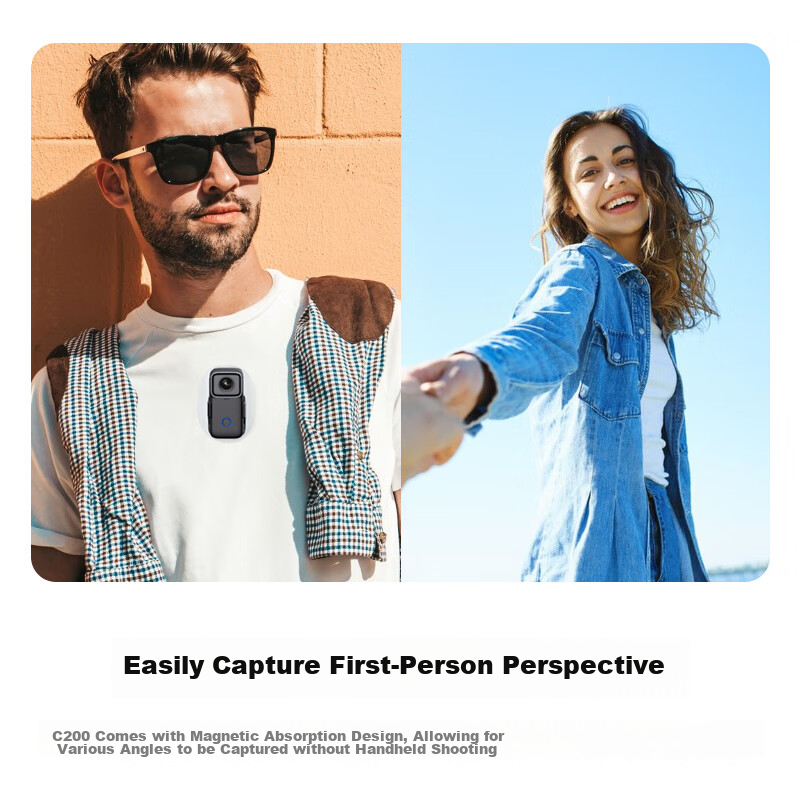 SJCAM C200 Action Camera, 360-Degree Motorcycle Dash Cam, Thumb-Sized Camera, He...