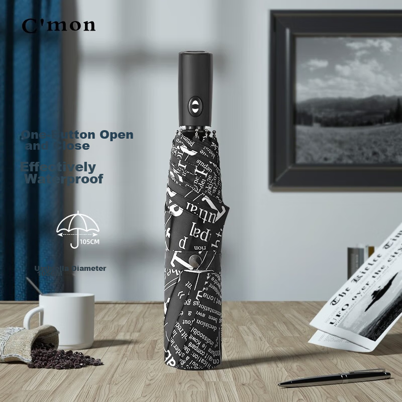 C'mon Fully Automatic Umbrella, Three-Fold Large Size, Windproof Reinforced, Men...